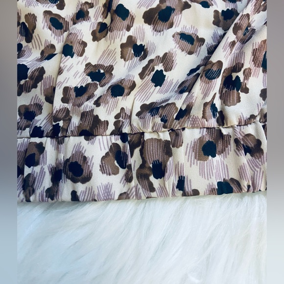 NWT SAGE Sz XS Taupe, Brown,& Black Leopard Print Women’s cropped Blouse - Picture 10 of 11